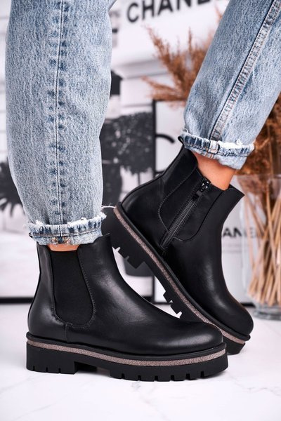 Botki damskie sztyblety czarne Stiletto