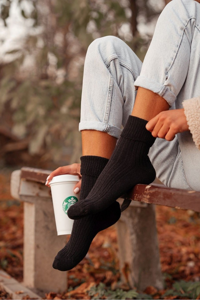 Skarpetki Damskie Wełna Merino Czarne