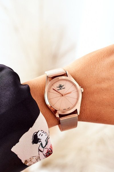 Zegarek Na Bransolecie Mesh Michael John Różowe Złoto