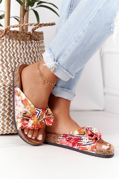 Klapki Na Korkowej Podeszwie Żółte W Kwiaty Wendy