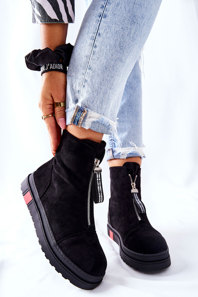 Botki Damskie Na Platformie Czarne Charlee