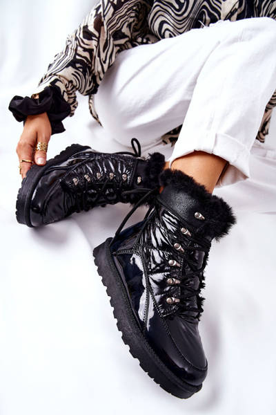 Wysokie Śniegowce Ocieplane Futerkiem Czarne Sneezy