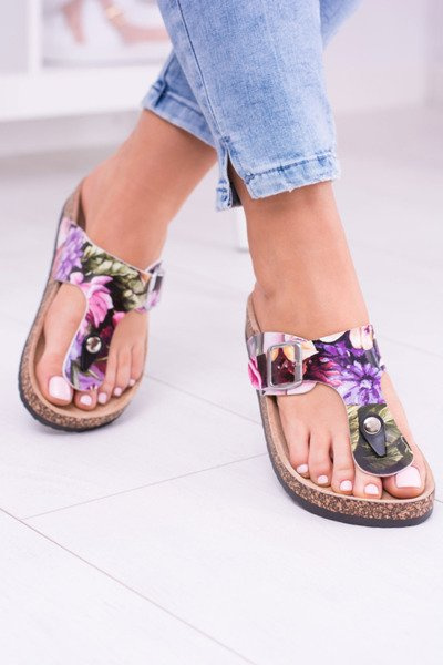 Damskie Japonki Klapki na Korku W Kwiaty Florines