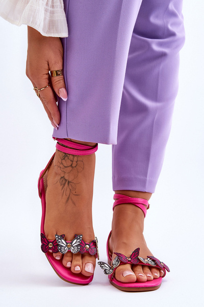 Damskie Sandały Z Ozdobnymi Motylami Fuksja Jeane