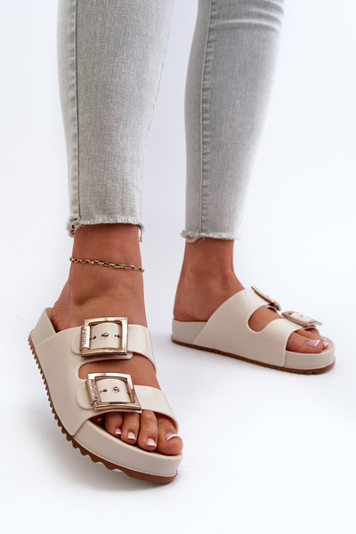 Damskie Klapki Gładkie ZAXY NN285058 Jasnobeżowe