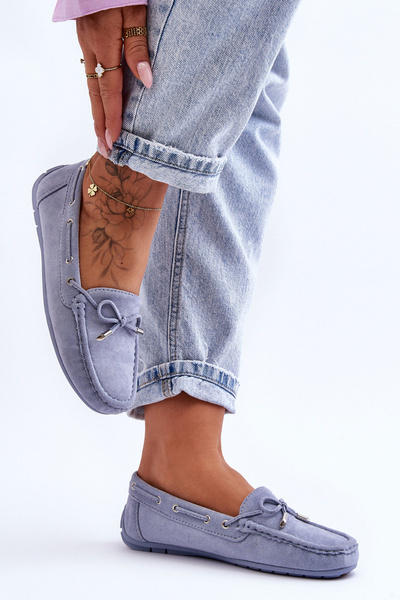 Damskie Zamszowe Mokasyny Niebieskie Si Passione