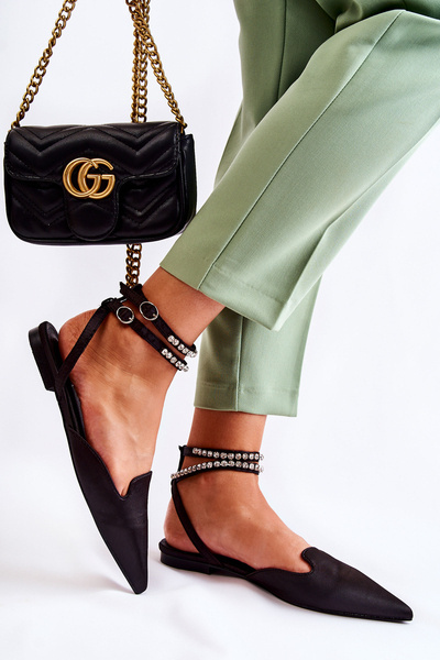 Damskie Sandały Z Noskiem W Szpic Czarne Amisha