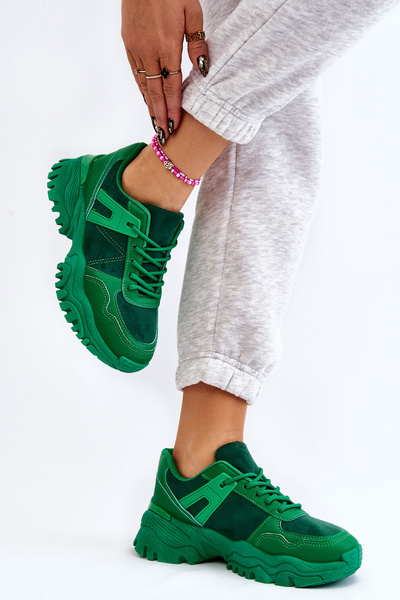 Modne Buty Sportowe Sneakersy Zielone Frezio