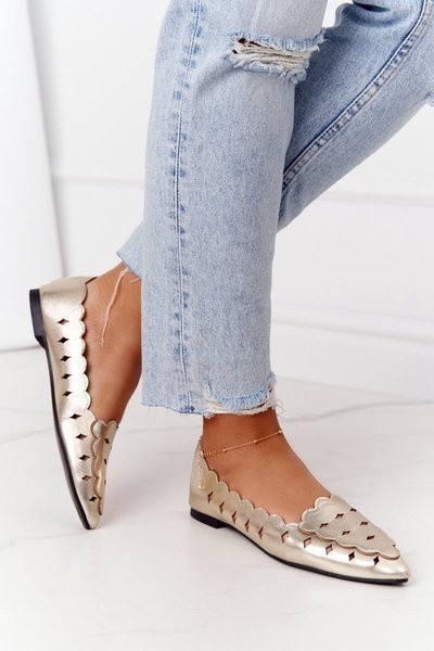 Damskie Ażurowe Mokasyny Lu Boo Złote