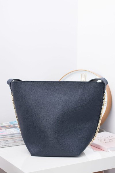 Granatowa Torebka Damska A4 Shopper Bag