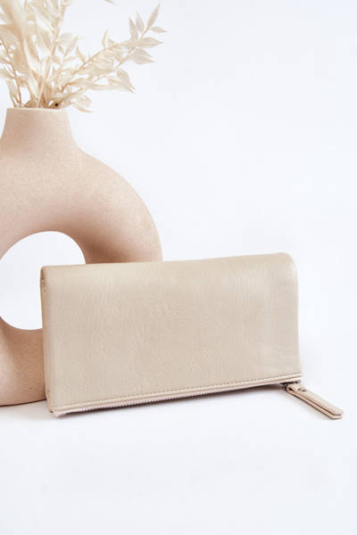 Damski Duży Portfel Na Magnes Beżowy Connes