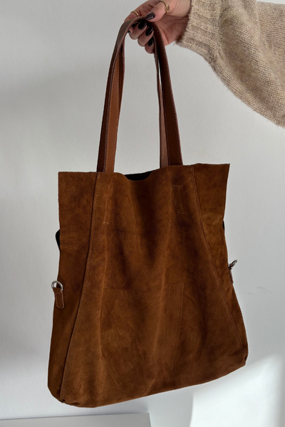 Zamszowa Torebka Shopper Camel Miraya