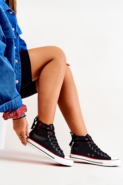 Wysokie Skórzane Trampki Big Star JJ274131 Czarne