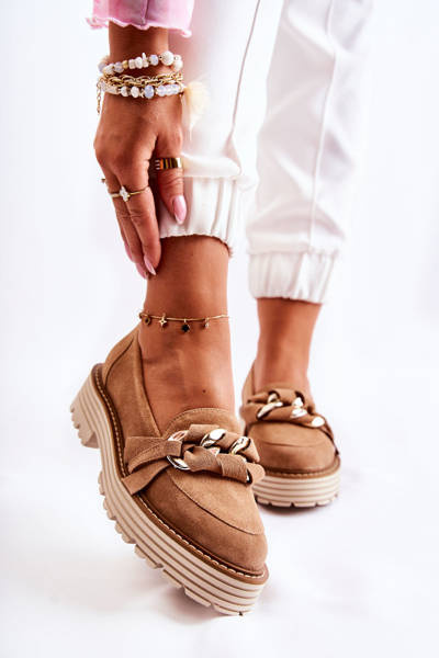 Damskie Półbuty Zamszowe Laura Messi 2523 Camel