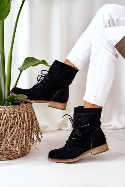 Botki Z Podwójną Cholewką Czarne Violetta