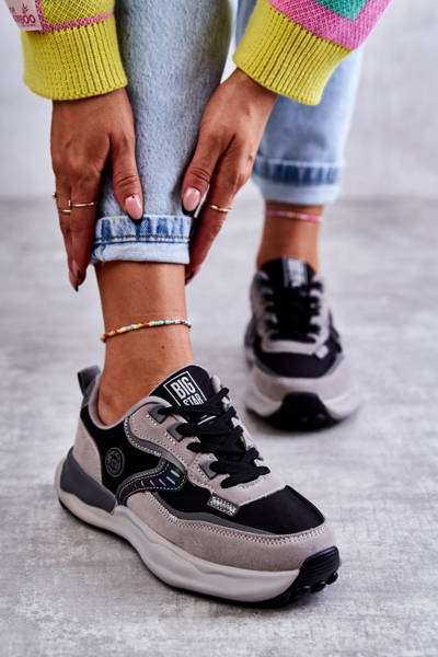 Damskie Sneakersy Sportowe Big Star KK274100 Czarno-Szare