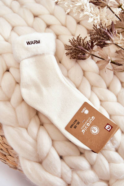 Damskie Ocieplane Skarpetki Białe Warm