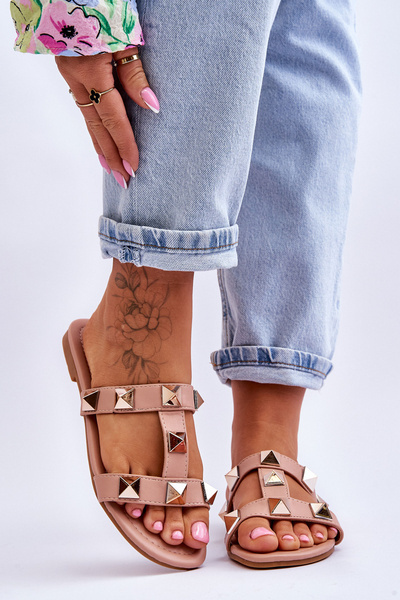 Damskie Klapki Z Dużymi Ćwiekami Nude Mercure