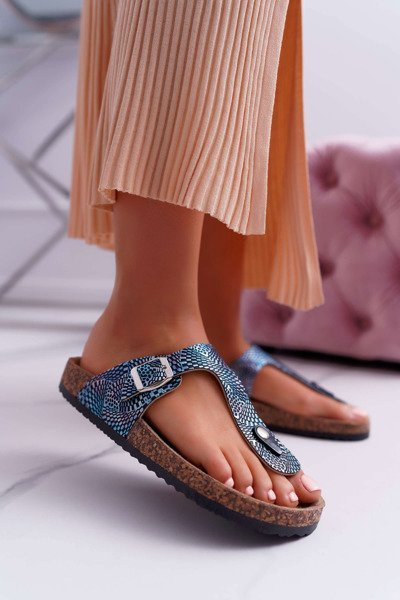 Damskie Klapki Granatowe Japonki Baisan