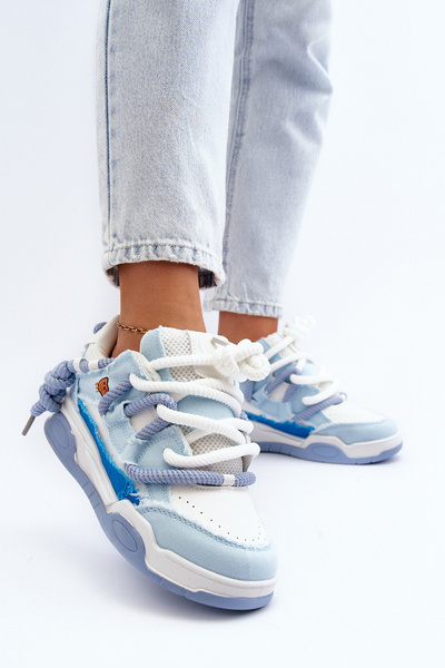 Damskie Sneakersy Z Grubym Sznurowaniem Niebieskie Miatora