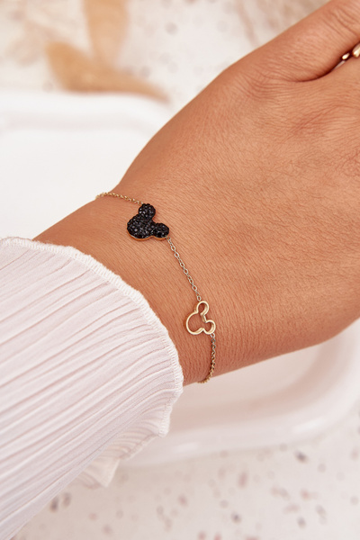 Bransoletka Ze Stali Nierdzewnej Myszka Miki Złota