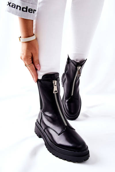 Damskie Ciepłe Botki Czarne Assuh