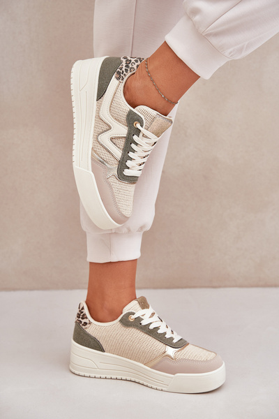 Buty Sportowe Damskie Na Platformie Panterka Zielone Lorori