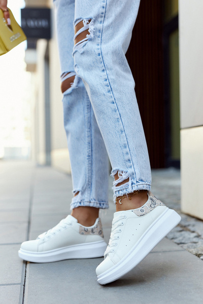 Klasyczne Damskie Sportowe Buty Biało-Beżowe Meleris