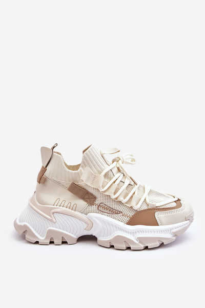 Damskie Sneakersy Skarpetkowe Wsuwane Beżowe Keaton