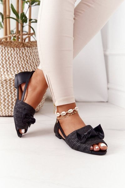 Płaskie Sandały Z Plecionką Lu Boo Czarne