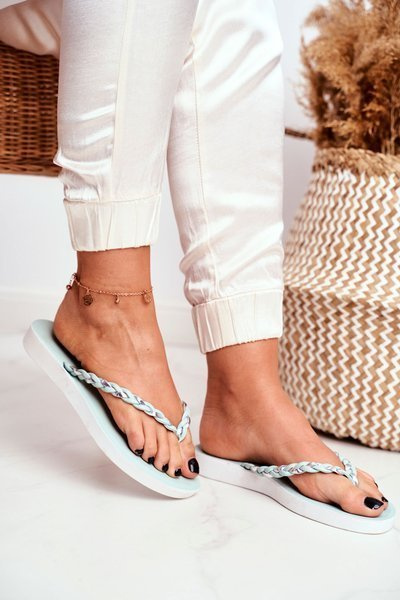 Klapki Damskie Japonki Pleciony Pasek Zielone Peggie