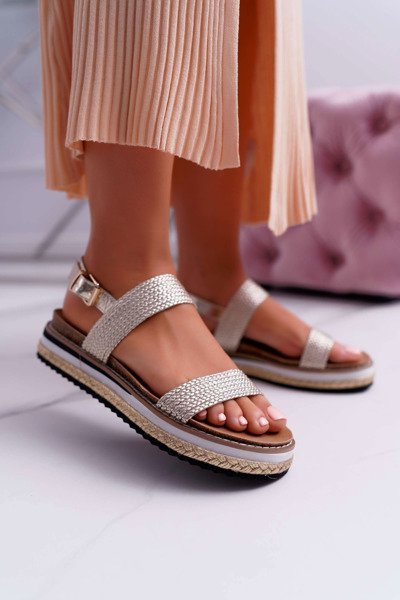 Sandały Damskie Na Platformie Espadryl Złote Sarabel