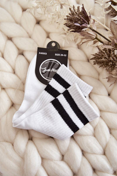 Młodzieżowe Bawełniane Sportowe Skarpetki Białe