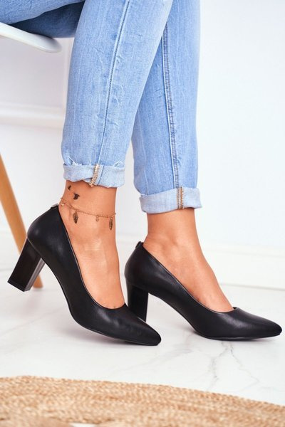 Czółenka Na Słupku Sergio Leone PB403 Czarne