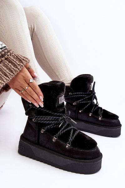 Wegańskie Śniegowce Na Platformie Wodoodporne D.Franklin DFSH371008 Czarne