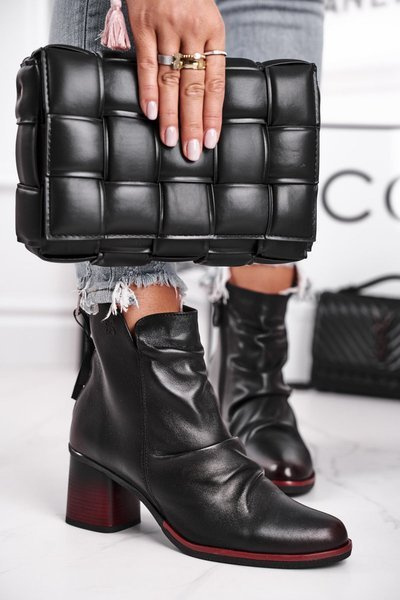 Botki Damskie Na Słupku Maciejka Czarne 04757-01