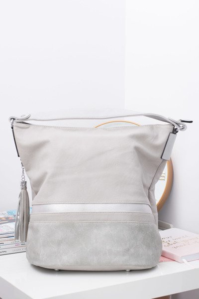 Szara Duża Torba Damska Shopper Bag