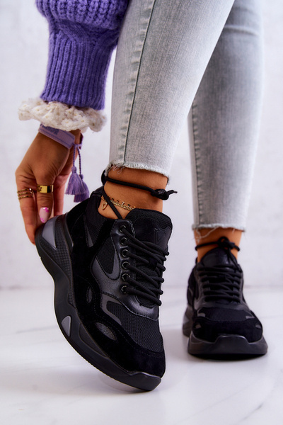 Damskie Sportowe Buty Sneakersy Czarne Spencer