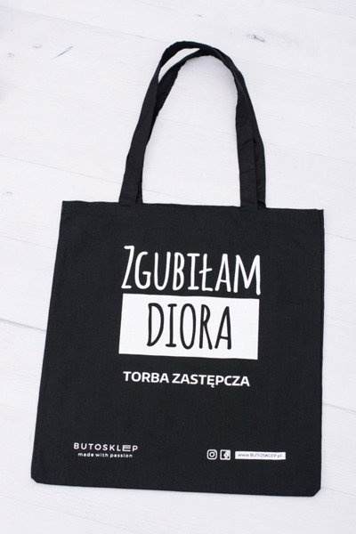 Czarna Płócienna Torba Zgubiłam Diora