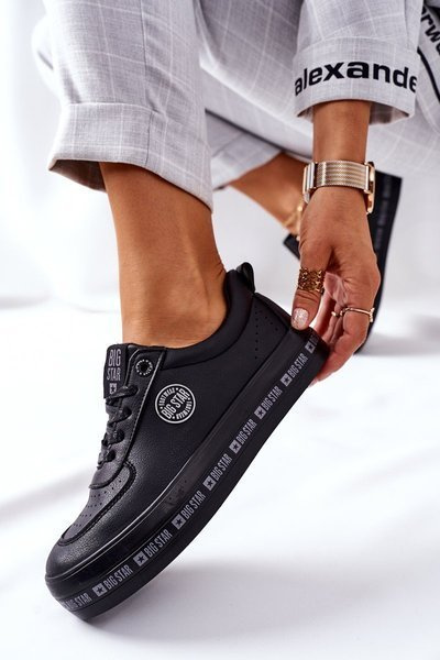 Skórzane Tenisówki Na Platformie BIG STAR II274074 Czarne