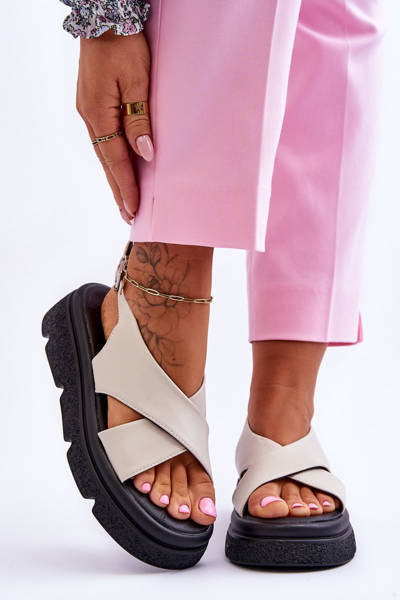 Modne Sandały Na Platformie Beżowe Chester