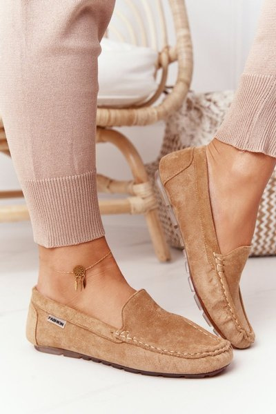 Damskie Zamszowe Mokasyny Beżowe San Marino