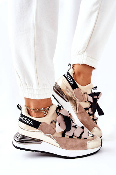 Sportowe Buty Sneakersy Beżowe Dexla