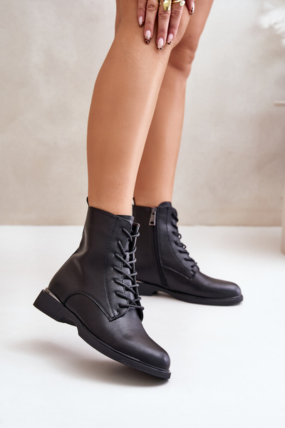 Botki Workery Ocieplane Damskie Skóra Naturalna Vinceza 66691 Czarne