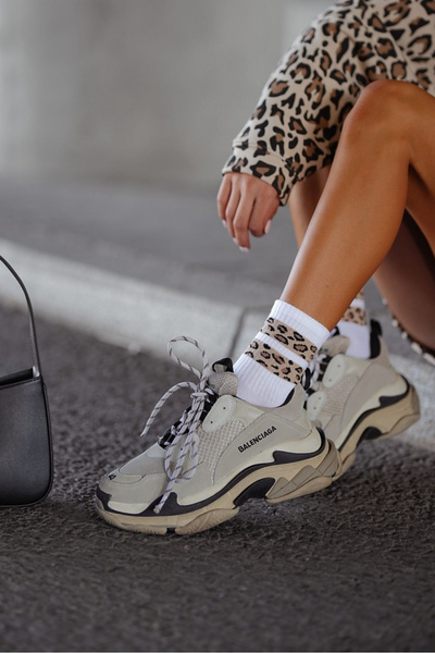 Skarpetki Damskie Dwa Cętkowane Paski Białe