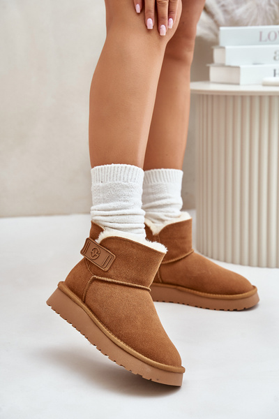 Skórzane Zamszowe Śniegowce Z Futerkiem Vinceza 97951 Camel