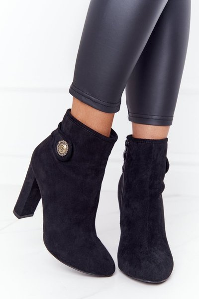 Klasyczne Botki Na Słupku Lu Boo Czarne