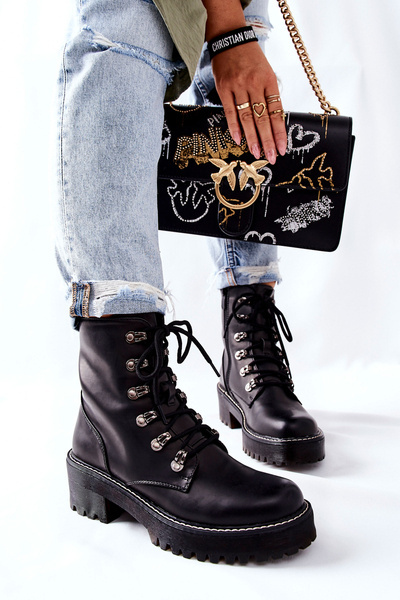 Botki Damskie Workery Czarne Magris