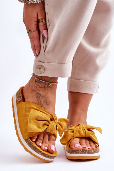 Klapki Na Platformie Żółte So Comfy