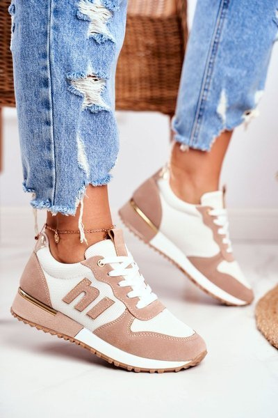 Damskie Sportowe Buty Sneakersy Beżowe Maddie